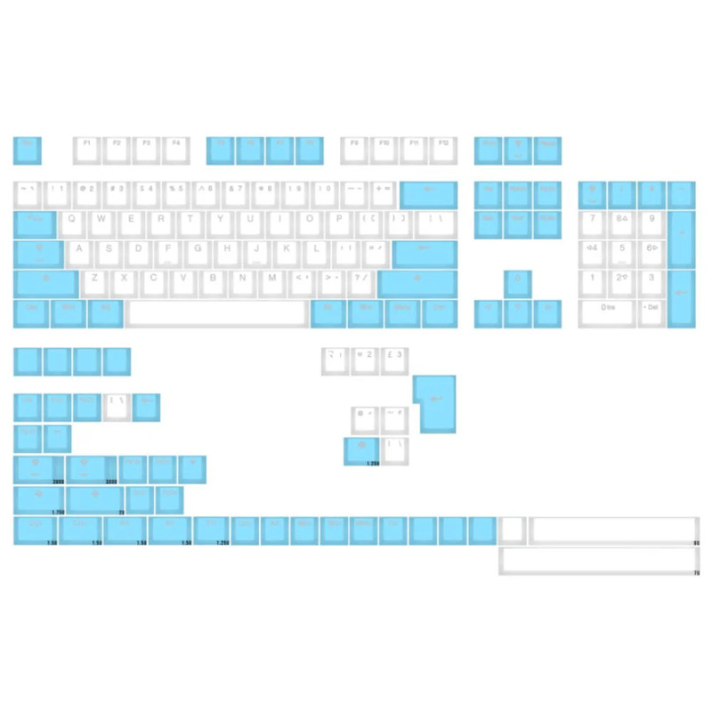 Tai-Hao ABS 152 Keys Cubic Profile Translucent Backlit Keycaps - Nata De Coco - Blue/White - مفاتيح